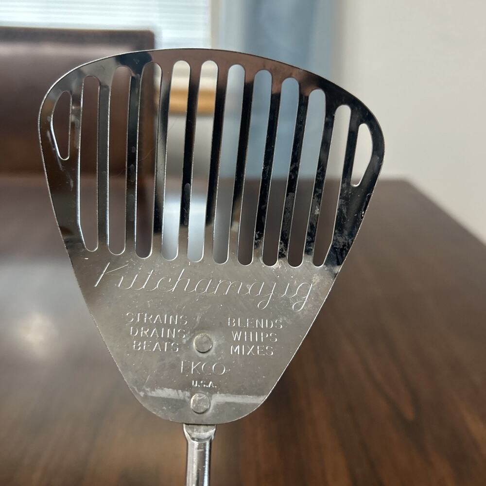 VTG Ecko Kitchamajig Slotted Spatula Black Kitchen Utensil Made In USA 12 Inch